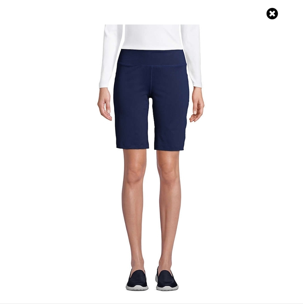 Lands' End Petite Active Relaxed Shorts - Navy Blue